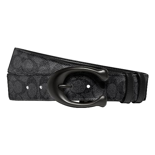 Coach Men's 40 Mm Sculpted C Belt, Black/Charcoal, One Size