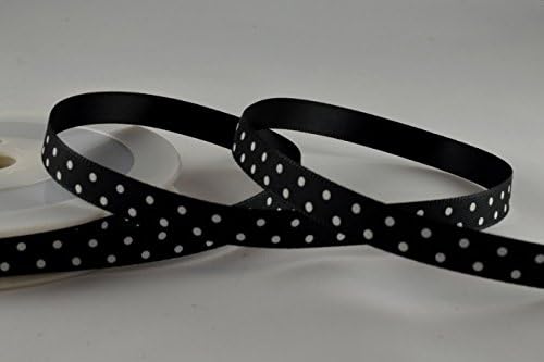 10mm Black Polka Dot Spotted Satin Ribbon x 20 Metre Rolls!