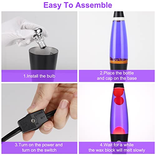 Edier Lava Lamp - 16 Inch Black Lava Lamp - R39 30W Bulb Lava Lamps For Adults Night Light For Home Office Decor Great Gift For Kids Women Girls Boys Birthday (Purple With Orange Wax) #TOP4