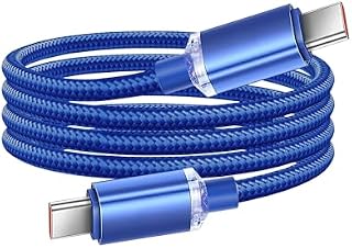 120W 6A Type C to Type C Super Fast Charging Cable,Data Transfer Cord,Android Phone Charger Cord (Blue,59 inch)