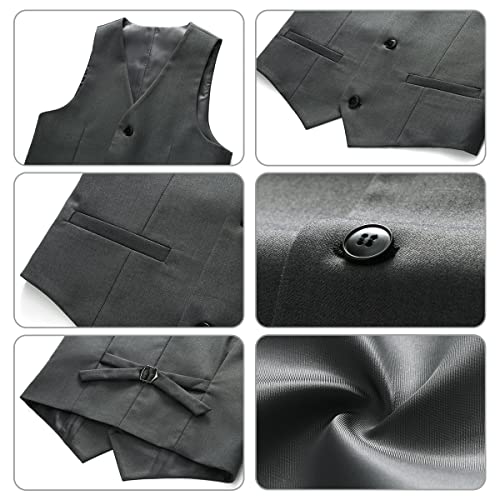 Image of Boy Suits 3 Piece Slim Fit Formal Suit Set with Tuxedo Jacket Vest Pants for Kids Wedding Ring Bearer Party