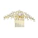 Mariell Glistening Gold and Clear Crystal Petals Bridal, Wedding or Prom Hair Comb Accessory