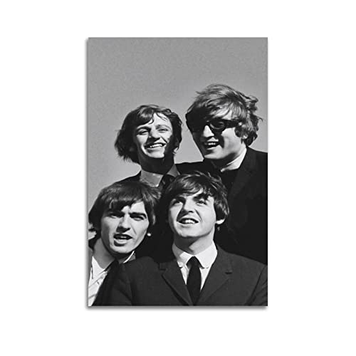 Poster décoratif sur toile The Beatles en noir et blanc – Impression d’art moderne pour chambre à coucher – 30 x 45 cm - Les Beatles, Paul McCartney, John Lennon, RIngo Starr, George Harrison Poster décoratif sur toile The Beatles en noir et blanc - Impression d'art moderne pour chambre à coucher - 30 x 45 cm