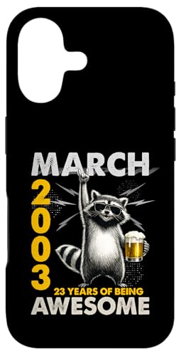 23rd Birthday Raccoon Beer March 2003 Vintage 23 Years Old �X�}�z�P�[�X iPhone 17 �p