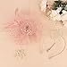 CURASA Fascinators Hats for Women Tea Party Hats Pink Mesh Flower Hair Accessories Pearl Feathers Clip Cocktail Ribbons Fancy Headpiece 20s Vintage Headwear Wedding Party Church Lady Girls
