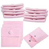 InnoHHustle 12PCS Microfiber Jewelry Pouch, Pink Jewelry Packaging Bag 7x7cm Luxury Small Gift Bags Portable Jewelry Pouch with Snap Button for Ring Necklace Earring Bracelet Packaging