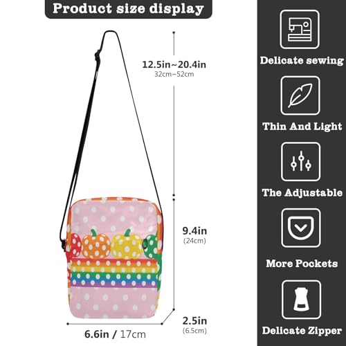 messenger bags for women Crossbody Small Bags For Women Woman Cross Body Purse Adjustable Strap for outdoor sports outdoor sports- Colorful Dots Pumpkin3