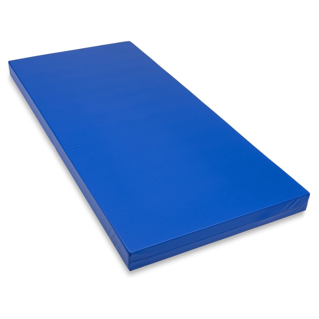 Wasserdichter Matratzenschoner in blau. atmungsaktiv und abwischbar 90x200 cm für Matratzen-Höhe 12 cm - Made in Europe. Waschbarer, Wasserdichter Bezug für Krankenhaus-Rehabilitationsmatratzen.