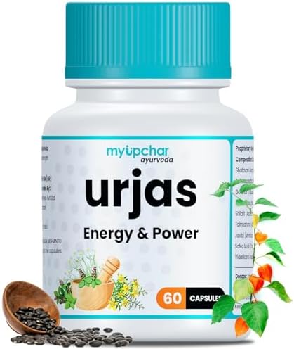 myUpchar ayurveda Urjas Energy & Power Capsule For Men | With Shilajit, Safed Musli, Ashwagandha | Stamina, Strength & Immunity Booster | Reduce Fatigue 60 Capsule