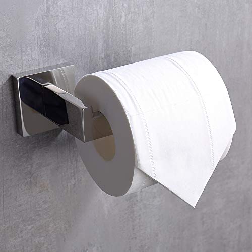 Tastos Polished Chrome Toilet Paper Holder Sus304 Stainless Steel, Modern Square Half Open Bathroom 5 Inch Tp Holder Wall Mount Rustfree Tissue Roll Dispenser For Washroom Kitchen #TOP2