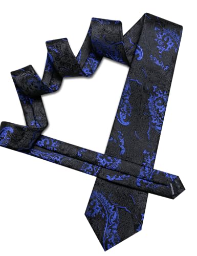 Image of Barry.Wang Paisley Tie Sets Hanky Cuff Links Flower Neckties Fashion