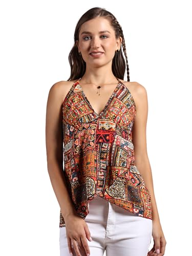 Image of KE Kanha Exports Tops for Women Western | Jeans Tops for Women | Sleeveless Crop top | Summer | Beach wear | Stylish Trendy Tunics Halter Neck top | Fashion Any Occasion (Light Carmine Pink 2424)