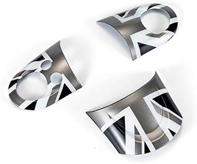 ABS Plastic Steering Wheel Sticker Cover Interior Trim Decal for Mini Cooper R55 Clubman R56 Hatchback R57 Covertible R58 Coupe R59 Roadster R60 Countryman R61 Paceman (Union Jack Gray&Black)