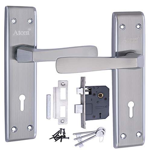 Image of Atom Heavy Duty Mortise Door Lock for Bedroom, Living Room, Main Door, Chrome Platted Matt Finish | 3 Keys | 6 Lever Double Stage Lockset for House Hotel Office(1002KY)