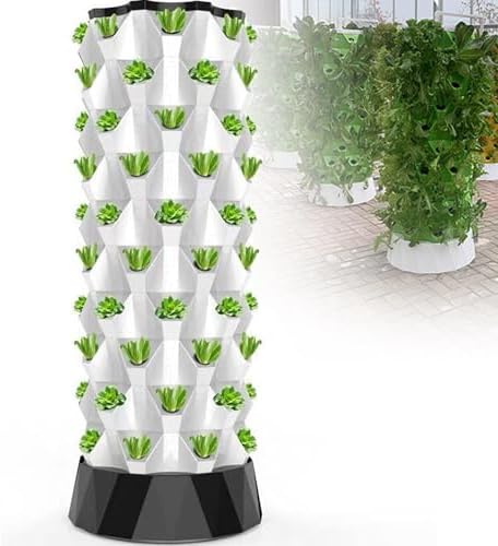 Hydroponics Tower Garden System - 8-Layer Aeroponic Growing Kit for Herbs, Fruits & Vegetables with Pump, Timer & Net Pots - Indoor Plant Growing Solution