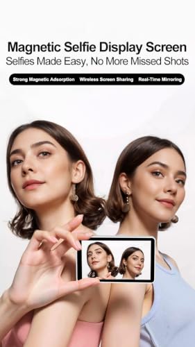 Image of Magnetic Selfie Screen with 3.97-Inch Display, 1250mAh Rechargeable Battery, Wireless Connection, USB-C, Magnetic Phone Back Camera Screen for iPhone & Android Smartphones