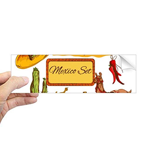 Pegatina rectangular de México con pirámide y cactus para parachoques de coche y portátiles 2