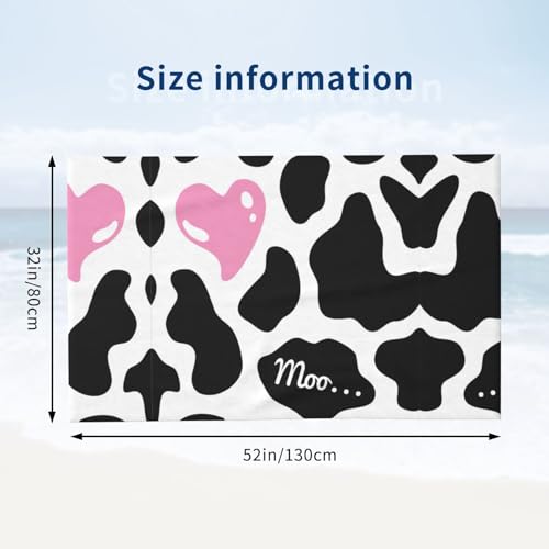 Serviette de bain absorbante en microfibre imprimé vache noire blanche - 4