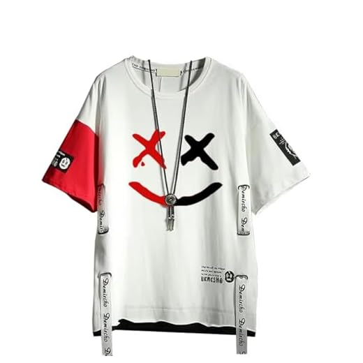 DUDHUH Men’s T-Shirts Techwear Japanese Streetwear Hip Hop Short Sleeve Shirts for Men White