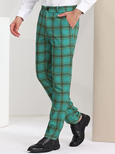 Lars Amadeus Men's Dress Plaid Pants Casual Regular Fit Flat Front Stretch Checked Trousers2