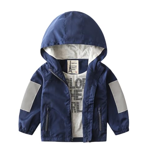 Meufam Toddler Baby Boys Girls Hooded Jacket Kids Casual Coat Autumn Long Sleeve Color Block Zip-Up Outwear