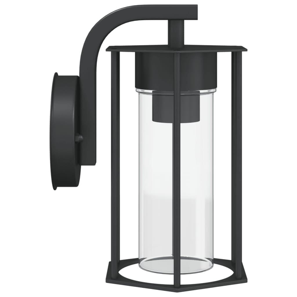 Lampy ścienne zewnętrzne, 2 sztuki, czarne, stal nierdzewna, klasa ochrony IP44, odporne na warunki atmosferyczne, 14 x 14 x 25 cm, do ogrodu, na taras, balkon, z dyfuzorem PC, oprawka E27, 11