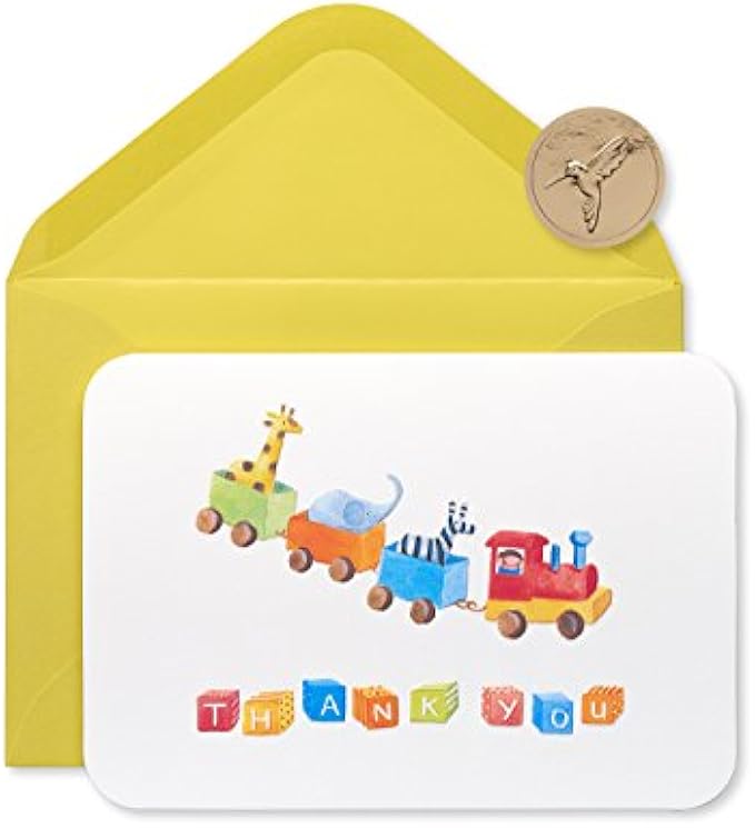 Papyrus Baby Thank You Cards with Envelopes, Toy Train (12-Count)