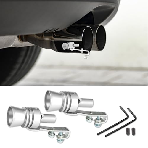 deemars 2PCS Silbato Turbo Universal de Aleación de Aluminio, Silbato de Tubo de Escape con Sonido Turbo, Accesorios de Coche Silenciador de Escape de Sonido Adecuado para Los Coches (Plata)