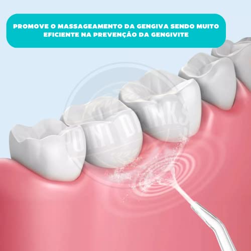 Irrigador Oral Elétrico Portátil 220ML - Limpeza Profunda de Dentes e Gengivas com 3 Modos e 4 Bicos