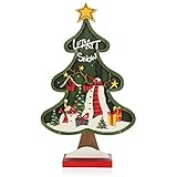 com-four® espositore decorativo per natale - abete di natale in legno - albero di natale da decorare e regalare (01 pezzo - abete verde 39cm)