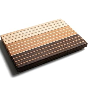 Triple Striped Hardwood Cutting Board w/Solid Walnut, Cherry & Maple – 100% Made in USA – Elegant Handcrafted Thick Cutting Board with Layers – includes non-slip rubber feet (XL Size) 17x12x1.25in