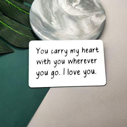 Metal Wallet Insert Card Long Distance Relationship Gift Anniversary Card Gifts for Husband Boyfriend Girlfriend Engraved Wallet Insert Card Deployment Gifts Couple Birthday Valentines Wedding Gift3