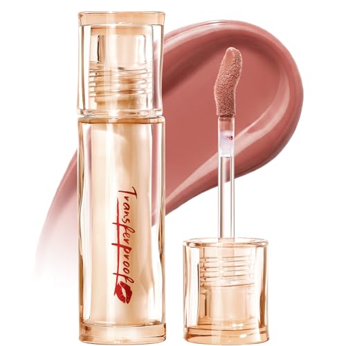 FOCALLURE Super Transferproof Liquid Lipstick, Glazed Shine Plump Lip Gloss, 16H Non-Smudging Moisturizing Lip Tint, Long Lasting Non-Sticky Lipcolor, Mocha Nude
