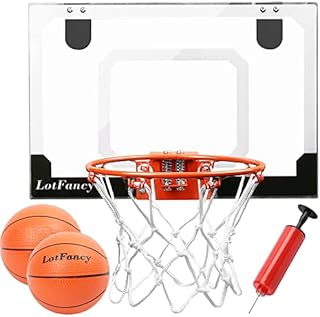 LotFancy Mini Basketball Hoop for Door, Indoor Basketball Goal for Kids Adults, 18 x 12'' Shatter Resistant Backboard, 9'' Rim and 5'' Ball