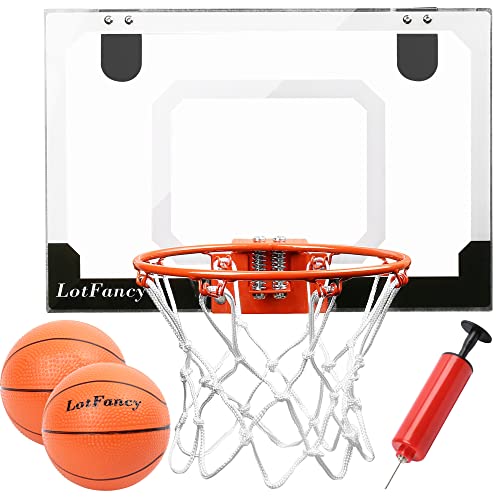 LotFancy Mini Basketball Hoop for Door, Indoor Basketball Goal for Kids Adults, 18 x 12'' Shatter Resistant Backboard, 9'' Rim and 5'' Ball