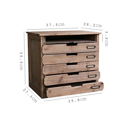 Classeur vintage en bois gris à tiroirs A4 pour documents - 4