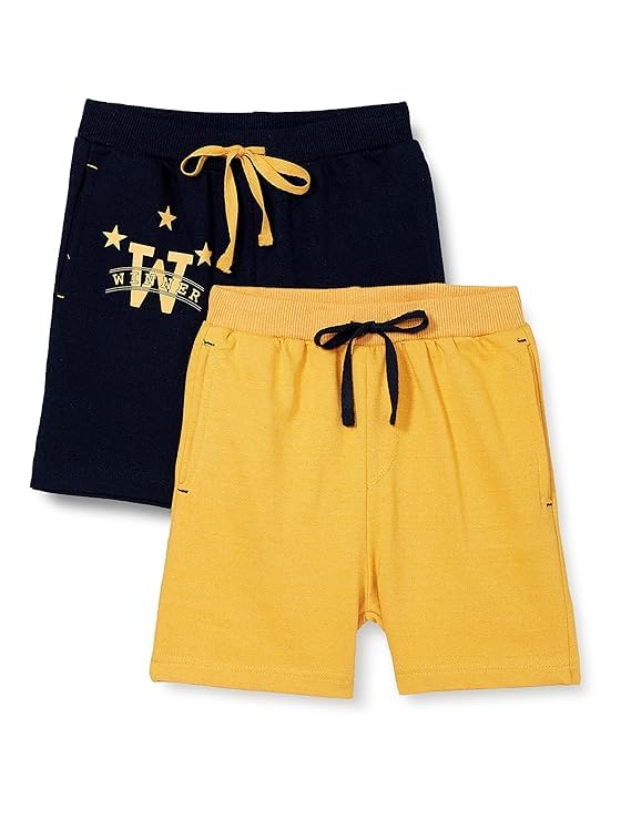 Image of Clotth Theory Boys Cotton Shorts Pack of 2 | Soft Breathable Fabric | Elastic Waist | Casual Wear Kids Comfortable Shorts