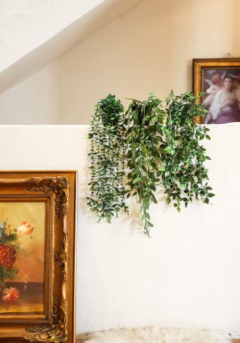 Party Joy 3Pcs Artificial Hanging Plants, Plants Potted Fake Ivy Vine Eucalyptus Vines Greenery Plants For Wall House Room Indoor Outdoor Decoration #TOP2