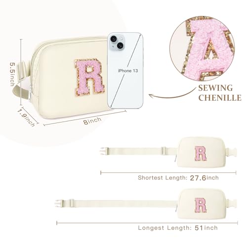 Image of COSHAYSOO Ivory Fanny Pack for Girls Purse Crossbody Belt Bag with Initials, Personalized 6 7 8 9 10 11 12 Year Old Teen Girl Birthday Gift Ideas Christmas Gifts Preteen Tween Trendy Stuff Letter R