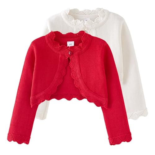 Toddler Baby Girls Long Sleeve Bolero Cardigan Knitted Shru𝐠 Closure Lace Cropped Sweaters Tops Outwear3