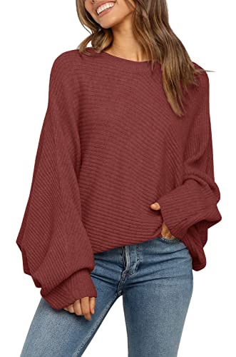 Image of Mafulus Womens Oversized Sweater Fall Winter Slouchy Pullover Jumper Tops | Crewneck,Batwing Sweaters Puff Long Sleeve,Cable,Ladies,Chunky,Knit,Tunic,Warm,Soft Sweaters