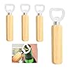 SOKLIT Flessenopener, 4 stuks, houten handvat, bier, flessenopener, gepersonaliseerd natuurlijk hout, draagbare bieropener, mannen, geweldig cadeau voor thuis, bar, party, patio, cabin