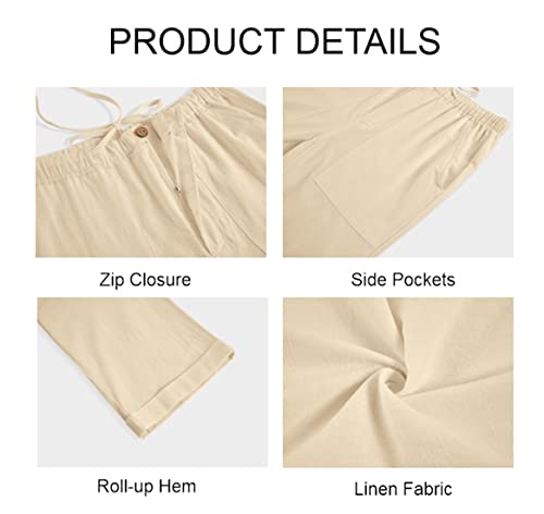 Image of Gafeng Mens Linen Pants Yoga Casual Beach Summer Harem Baggy Trousers