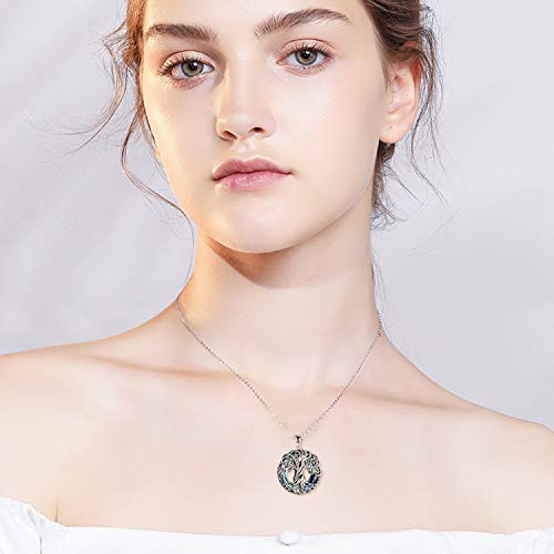 Toupop Tree Of Life Urn Necklace For Ashes Sterling Silver Cremation Necklace Memorial Keepsake Locket With Blue Circle Crystal W/Funnel Filler Cremation Jewelry Gifts For Women Girls #TOP5