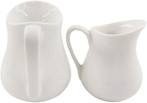 Miniatura 4 de Sizikato 2pcs crema de cerámica blanca pura con asa, mini jarra de crema de leche de café. 3 Oz y 2 Oz
