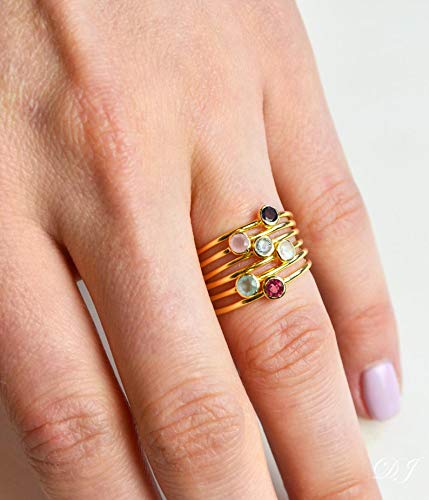 Danique Jewelry Tiny Gemstone Stacking Ring, Minimalist Dainty Thin Ring Band, Simple Stackable Birthstone Ring, July Birthstone Ring, Dainty July Birthstone Jewelry thumb #4