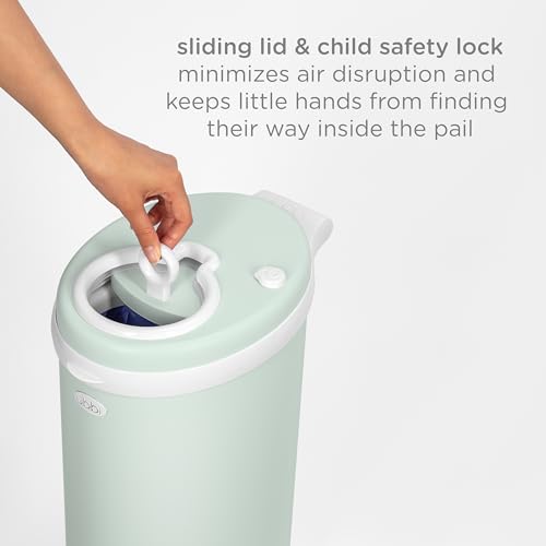Image of Ubbi Steel Diaper Pail, Odor Locking, No Special Bag Required, Award-Winning, Registry Must-Have, Sage Green