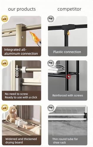 Adjustable Stainless Steel Foldable Clothes Drying Rack, Non-Slip Design for Indoor/Outdoor Laundry Air Drying, Space-Saving, Durable & Portable Laundry Solution