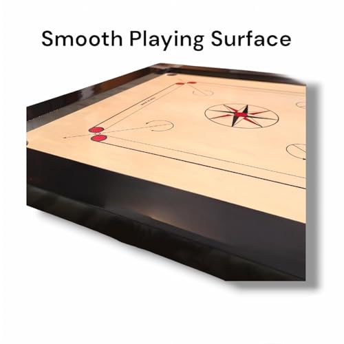 Image of Superior Matte Finish Practice Carrom Board for Serious Professional Practice with Coins Striker and Powder Black New (35 Inch with Blue Cover K1)