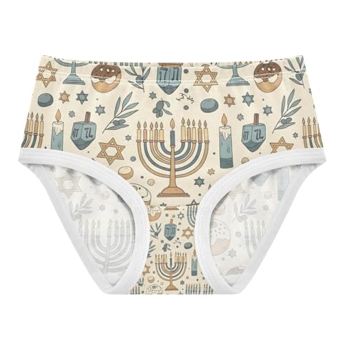 Kids Underwear, Vintage Candlestick Stars Beige Toddler Girl Panties, Girls Cotton Underwear, 2T–8 Years